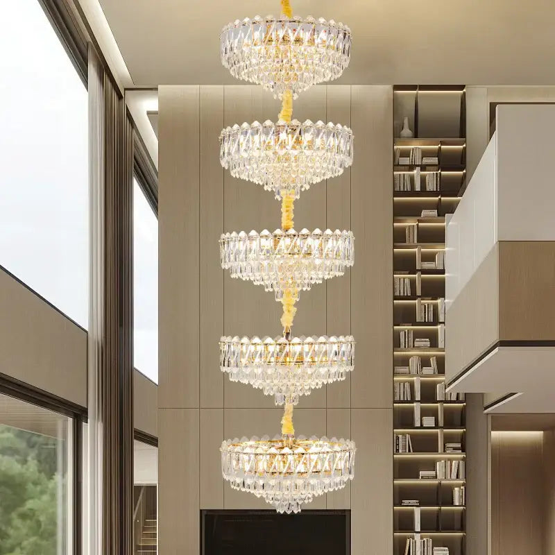 crystal duplex chandelier gold living room lighting