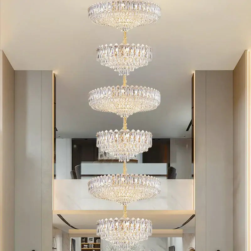 crystal duplex chandelier gold living room lighting