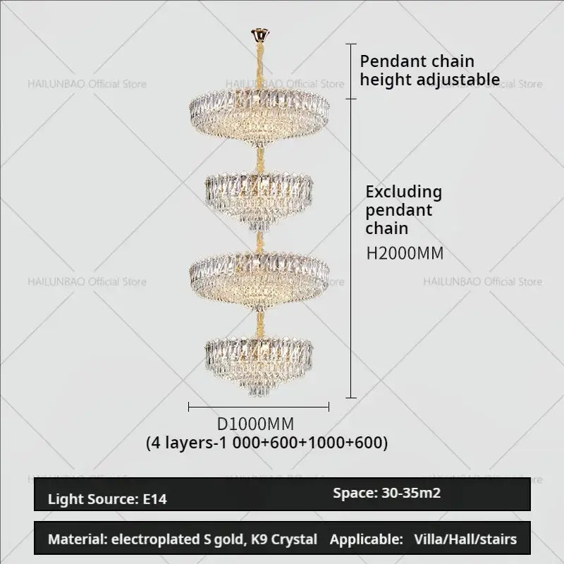 crystal duplex chandelier gold living room lighting