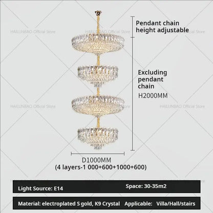 crystal duplex chandelier gold living room lighting