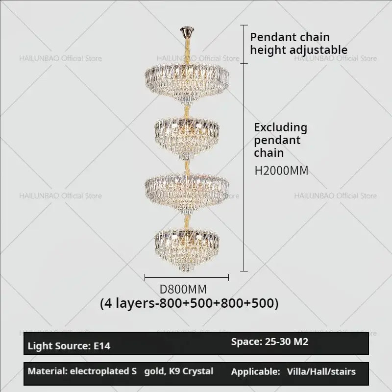 crystal duplex chandelier gold living room lighting