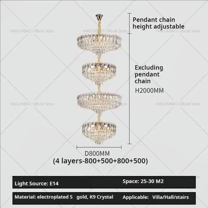 crystal duplex chandelier gold living room lighting