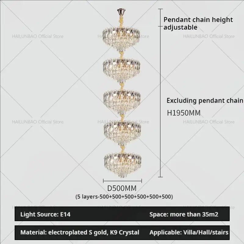 crystal duplex chandelier gold living room lighting