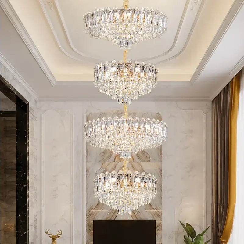 crystal duplex chandelier gold living room lighting
