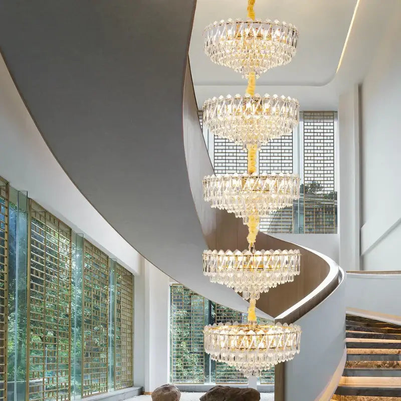 crystal duplex chandelier gold living room lighting