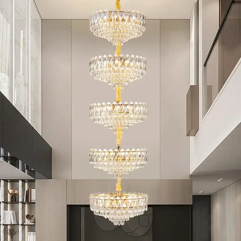 crystal duplex chandelier gold living room lighting