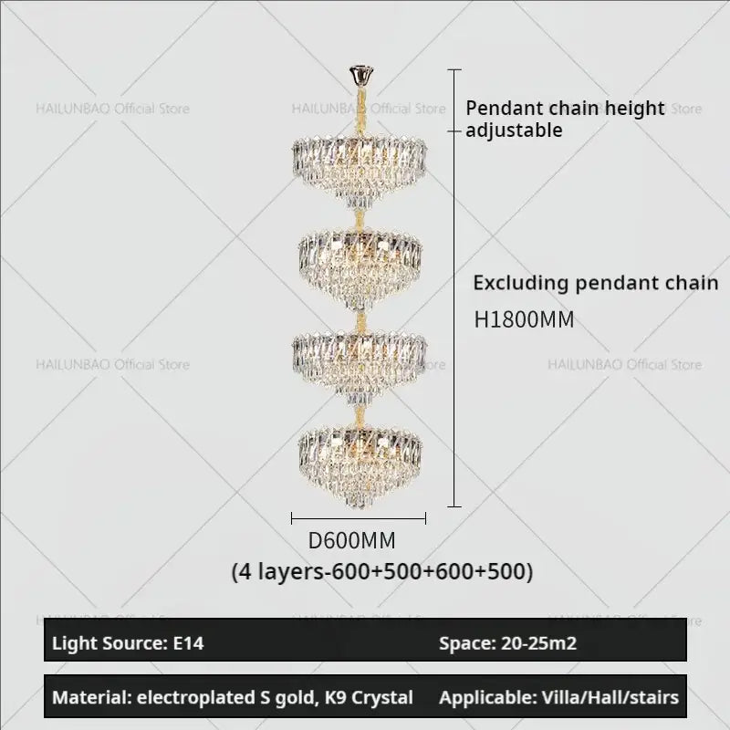 crystal duplex chandelier gold living room lighting