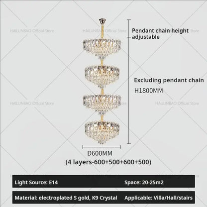 crystal duplex chandelier gold living room lighting