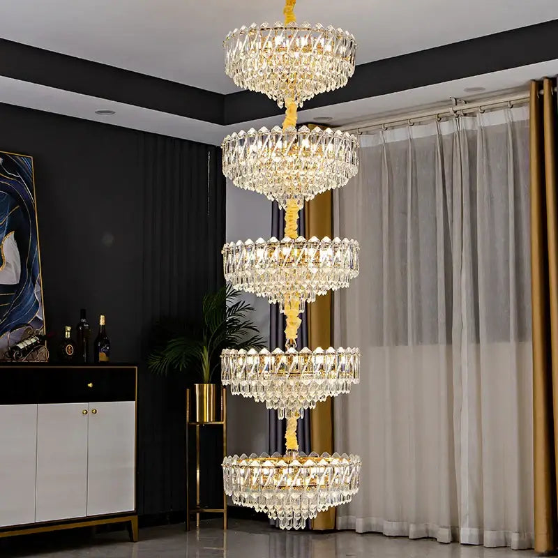 crystal duplex chandelier gold living room lighting