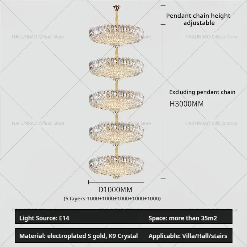 crystal duplex chandelier gold living room lighting