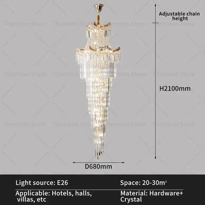 crystal duplex chandelier gold staircase living room lamp
