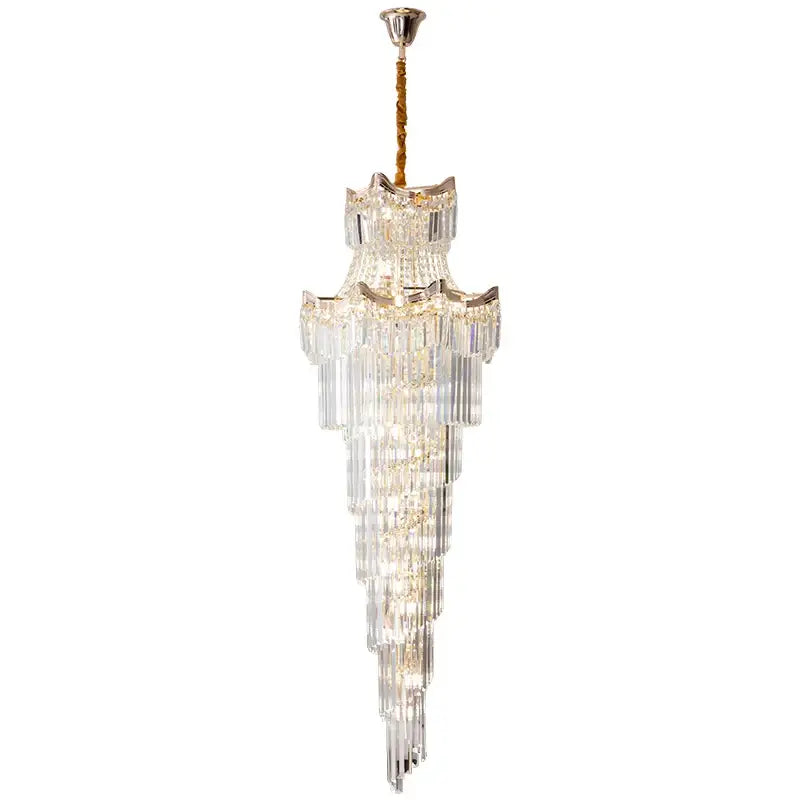crystal duplex chandelier gold staircase living room lamp