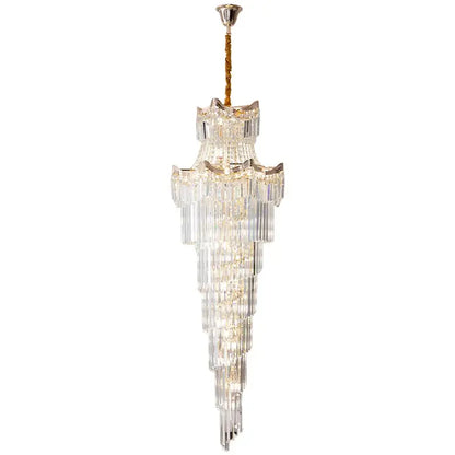 crystal duplex chandelier gold staircase living room lamp