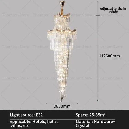 crystal duplex chandelier gold staircase living room lamp