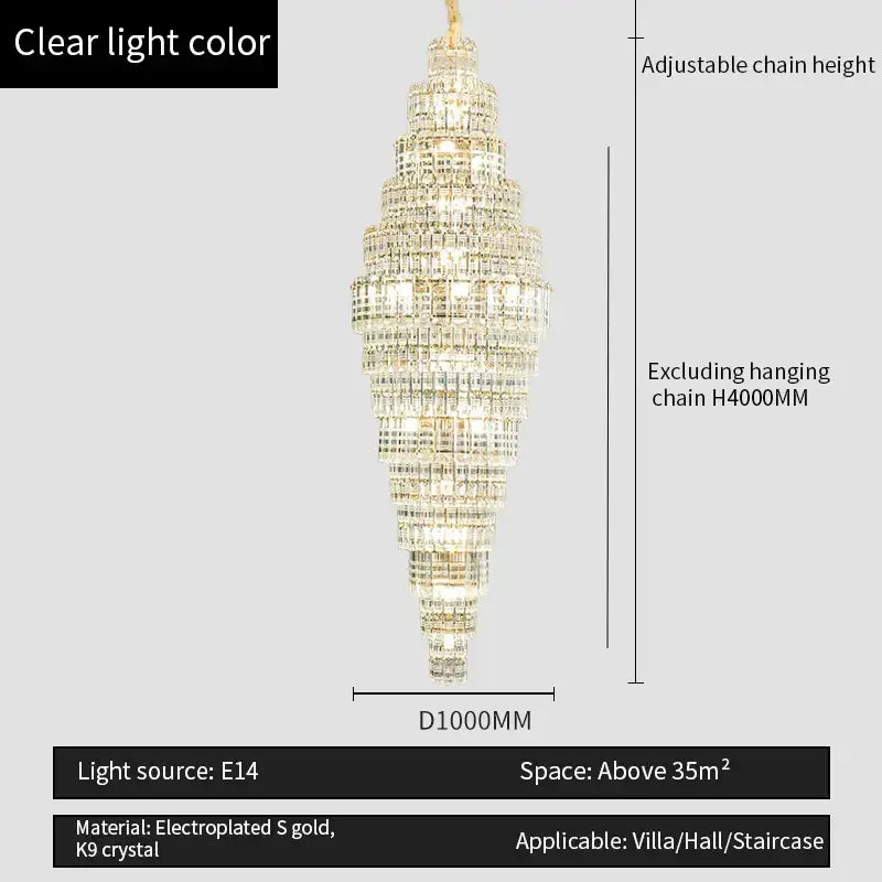 crystal duplex chandelier luxe tiered living room light