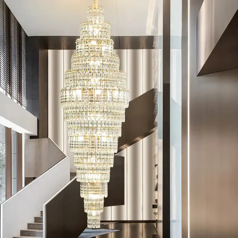 crystal duplex chandelier luxe tiered living room light