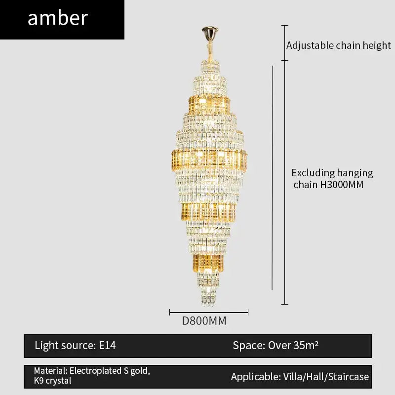 crystal duplex chandelier luxe tiered living room light