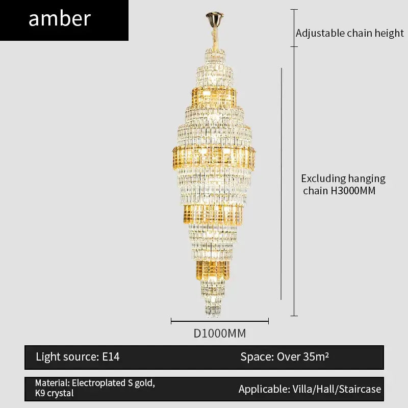 crystal duplex chandelier luxe tiered living room light