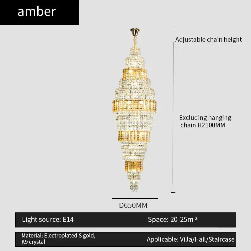 crystal duplex chandelier luxe tiered living room light