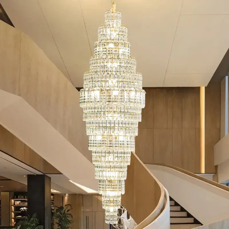 crystal duplex chandelier luxe tiered living room light