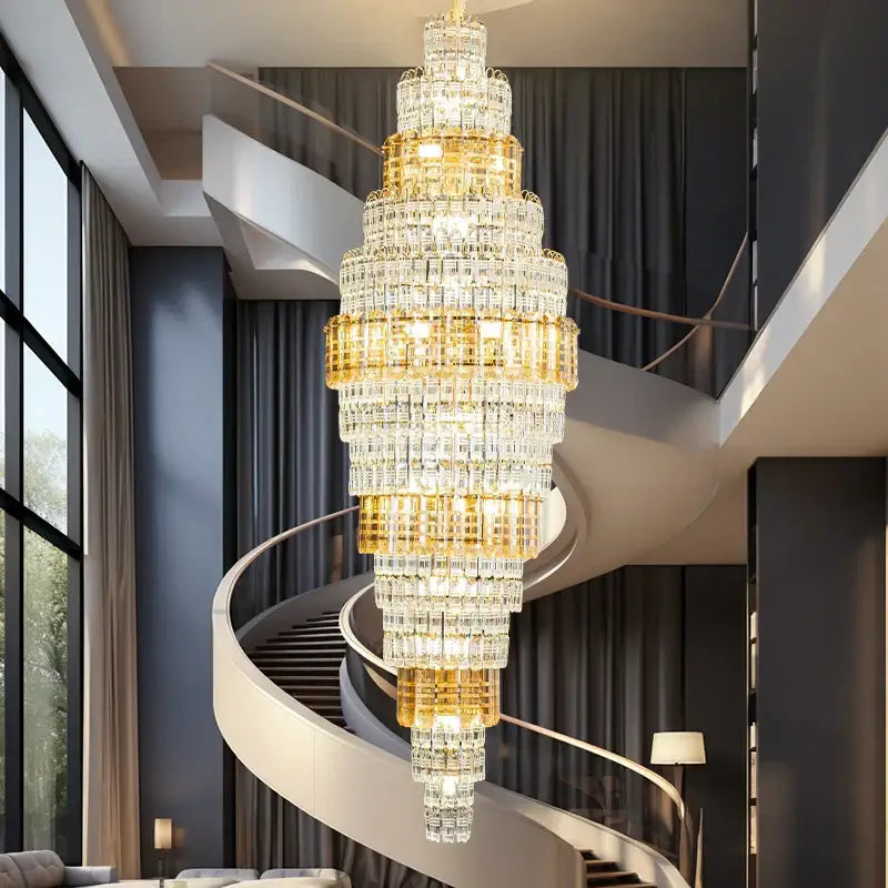 crystal duplex chandelier luxe tiered living room light