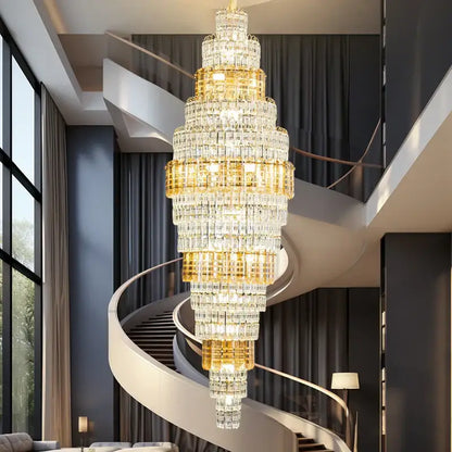 crystal duplex chandelier luxe tiered living room light