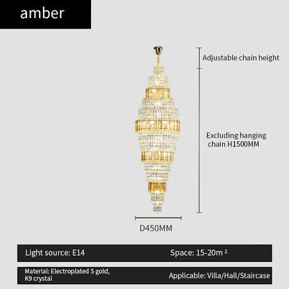 crystal duplex chandelier luxe tiered living room light