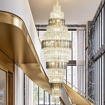 crystal duplex chandelier luxe tiered living room light