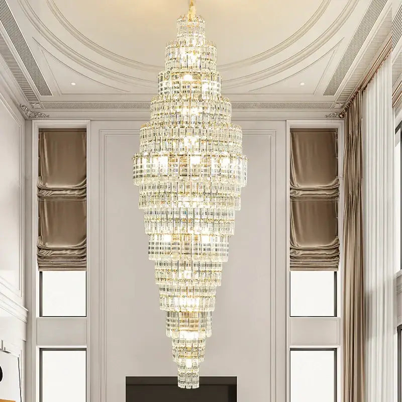 crystal duplex chandelier luxe tiered living room light