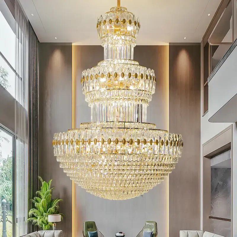 crystal duplex gold chandelier for hotel and living room