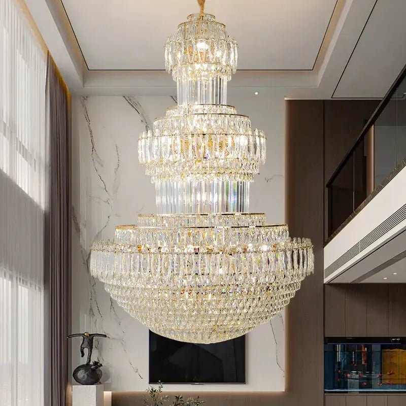crystal duplex gold chandelier for hotel and living room