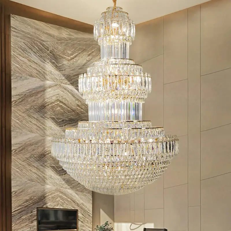 crystal duplex gold chandelier for hotel and living room