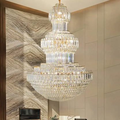crystal duplex gold chandelier for hotel and living room