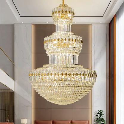 crystal duplex gold chandelier for hotel and living room