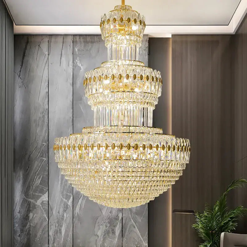crystal duplex gold chandelier for hotel and living room