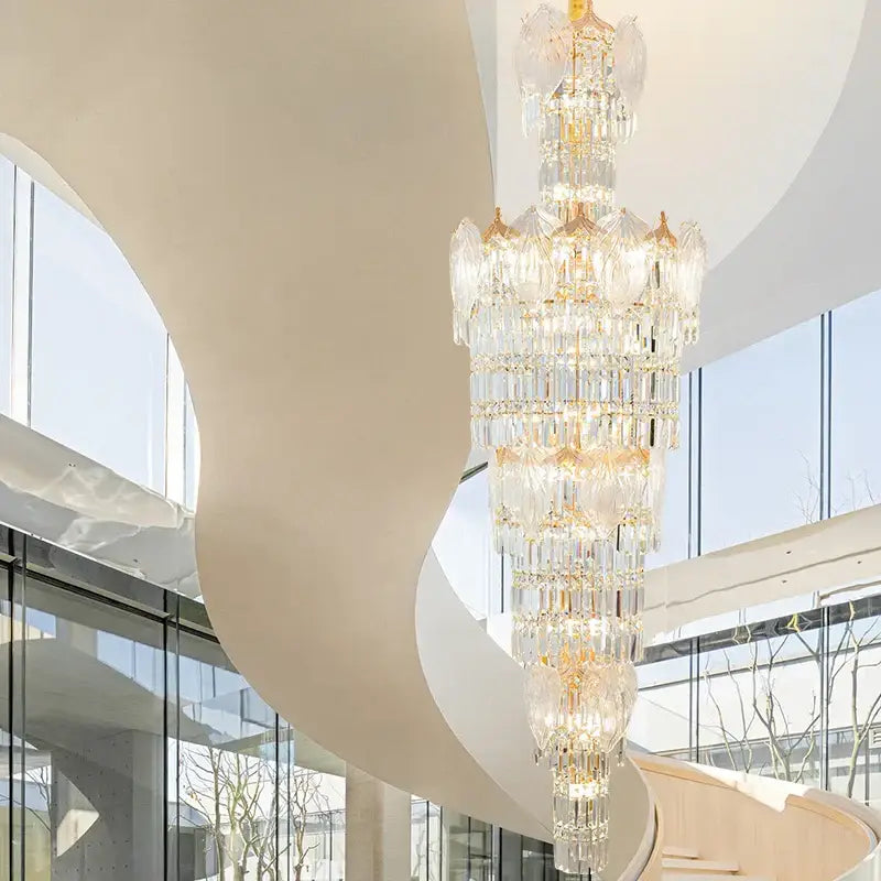 crystal european long chandelier for living room lighting