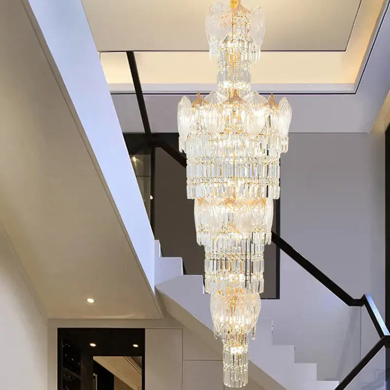 crystal european long chandelier for living room lighting