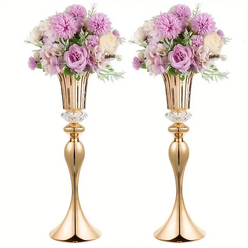 Modern gold crystal flower stand set dining room floral candle holder