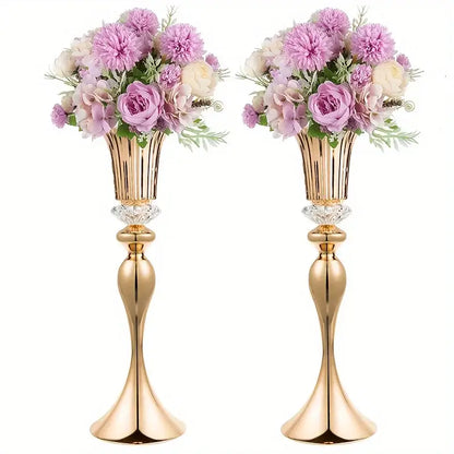 Modern gold crystal flower stand set dining room floral candle holder