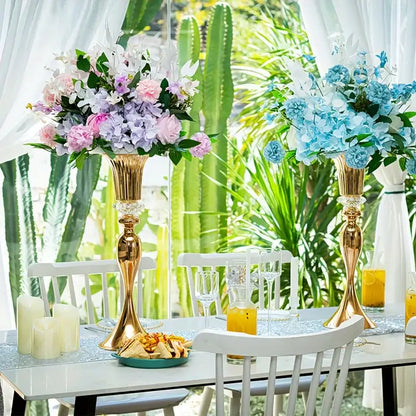 Modern gold crystal flower stand set dining room floral candle holder