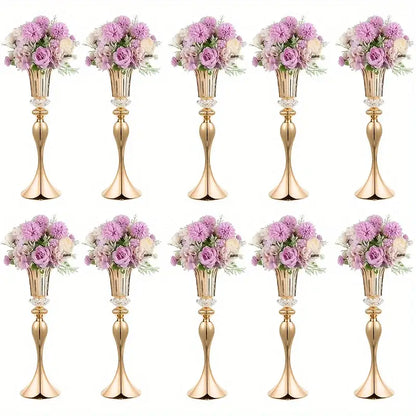 Modern gold crystal flower stand set dining room floral candle holder