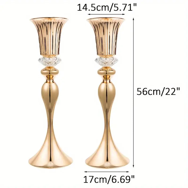 Modern gold crystal flower stand set dining room floral candle holder
