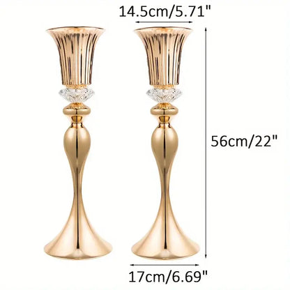 Modern gold crystal flower stand set dining room floral candle holder