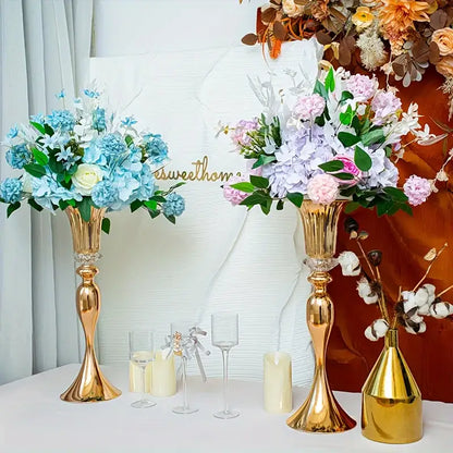 Modern gold crystal flower stand set dining room floral candle holder