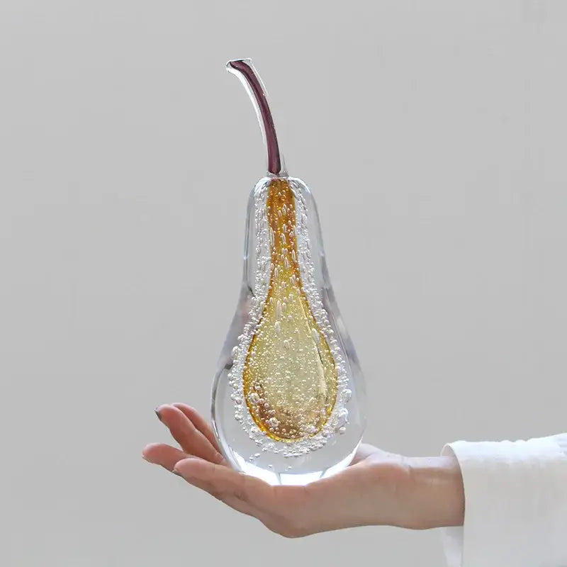 crystal glass green & clear cherry figurine living room decor