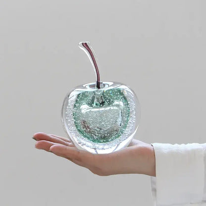 crystal glass green & clear cherry figurine living room decor