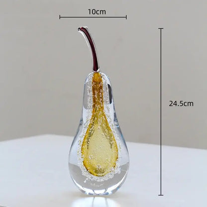 crystal glass green & clear cherry figurine living room decor