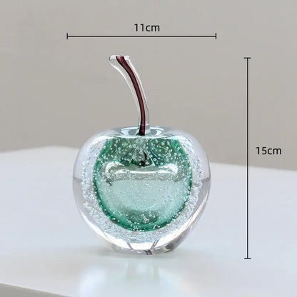 crystal glass green & clear cherry figurine living room decor