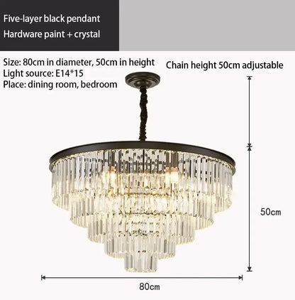 Decorbites crystal gold chandelier black & amber living room light