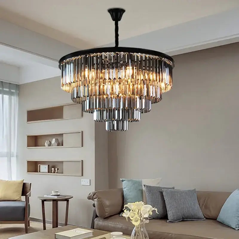 crystal gold chandelier black & amber living room light